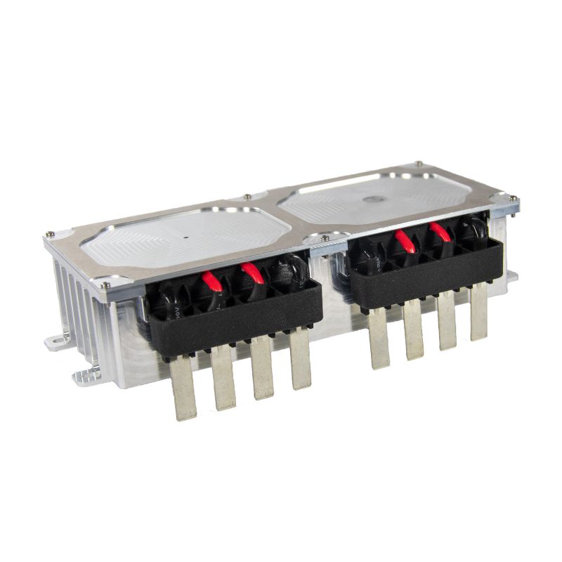 Transformer with integrated resonant inductor 2x11kW for automotive water-cooled systems